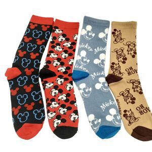 Disney Mickey Mouse 4-pair Novelty Mens Adult Size 6-12 Socks NWOT